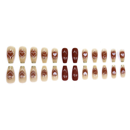 Red heart long-style nail polish