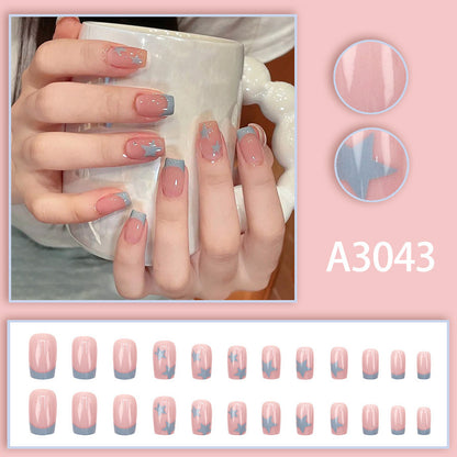 Young girl, pink stars, cute and beautiful nails