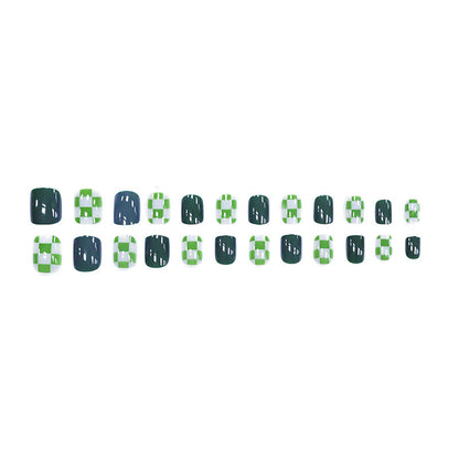 Green checkered nail polish