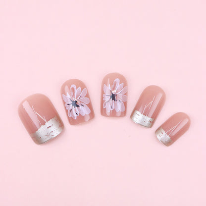 Flowers, tender leaves, beautiful nails