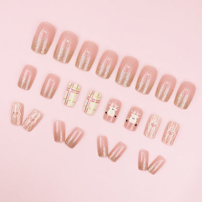Cute and lovely pink deer manicure