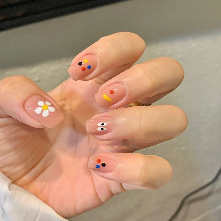 Dopamine small flower graffiti nail art