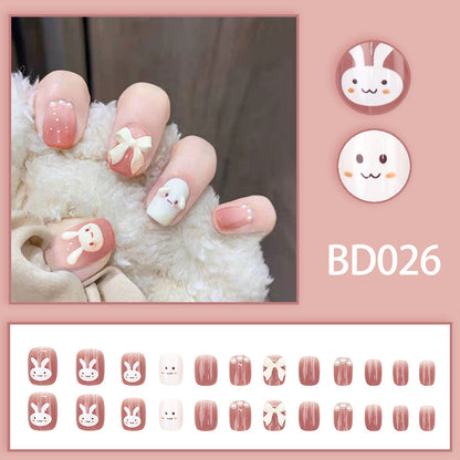 Red rabbit cute DIY nail art style