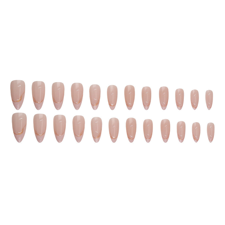Shimmering powder metallic gold edge French manicure