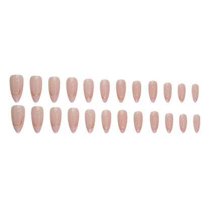 Shimmering powder metallic gold edge French manicure