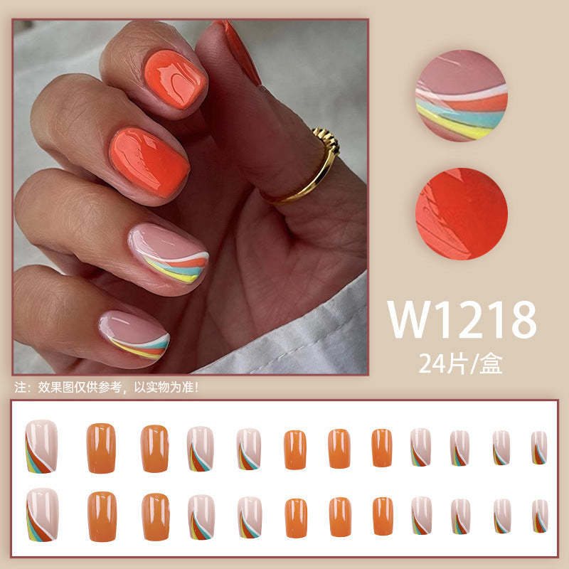 Striped multi-color rainbow nail art