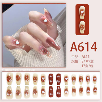 Red heart long-style nail polish