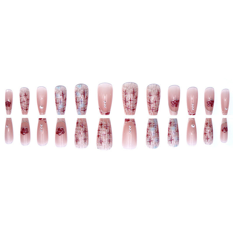 Ins fashion style, small floral patterns, pearls, and sweet nail art