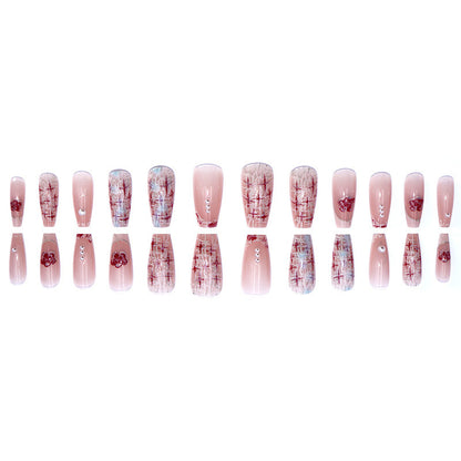 Ins fashion style, small floral patterns, pearls, and sweet nail art