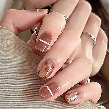 Ins-style white lines high-end and personalized nail art