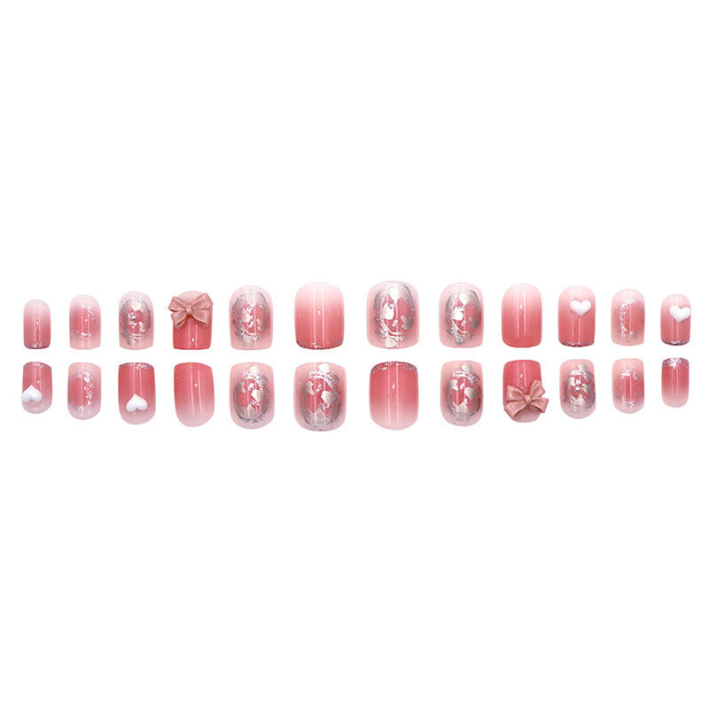 Mid-length sweet bow-shaped nail art