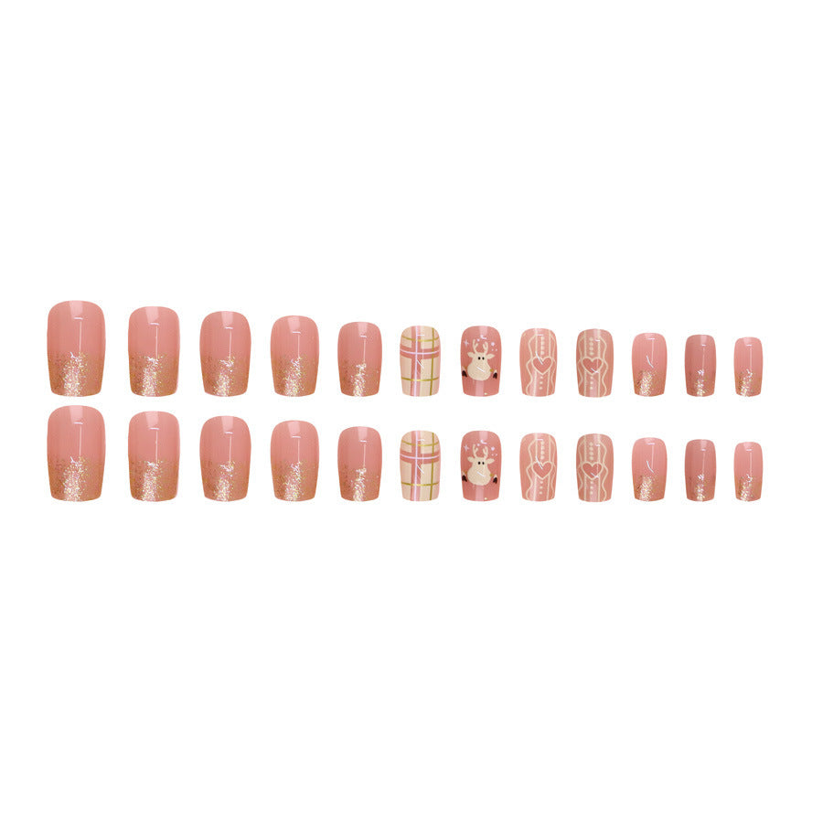 Cute and lovely pink deer manicure