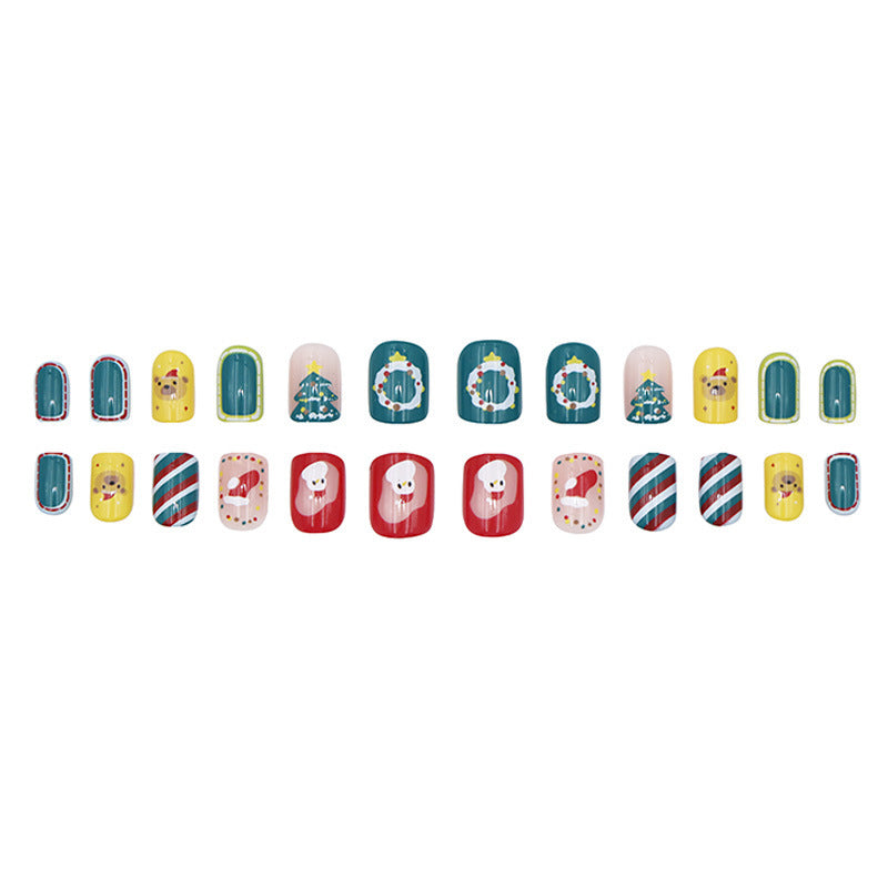 Christmas multicolored striped candy-colored manicure
