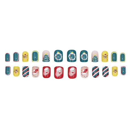 Christmas multicolored striped candy-colored manicure