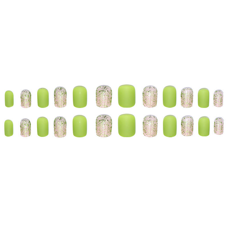 shimmering soft green nail polish
