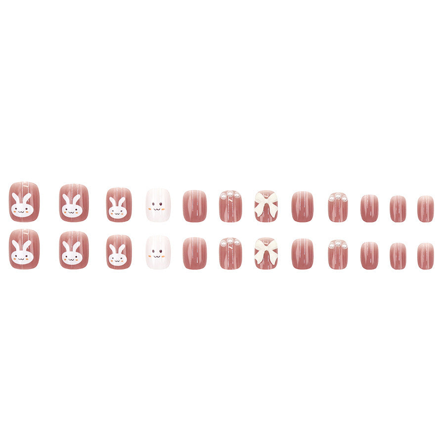 Red rabbit cute DIY nail art style