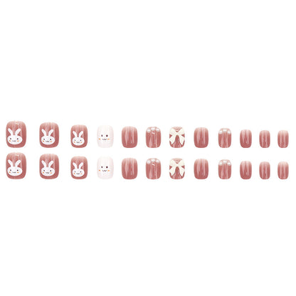 Red rabbit cute DIY nail art style