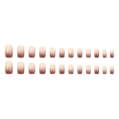 High-end and luxurious aesthetic manicure with a gradient of warm caramel and amber tones, creating a sense of atmosphere.