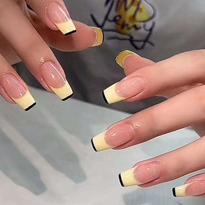 Two-color patchwork manicure
