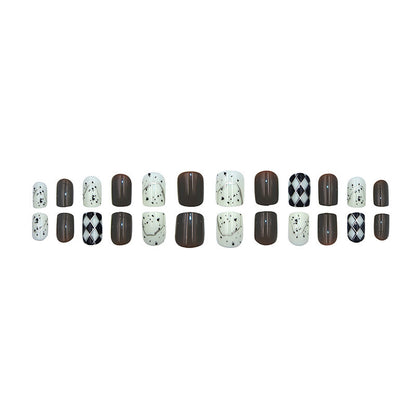 Diamond-shaped lines with polka dots on the nails