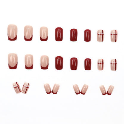 Simple texture checkered high-end beauty nails