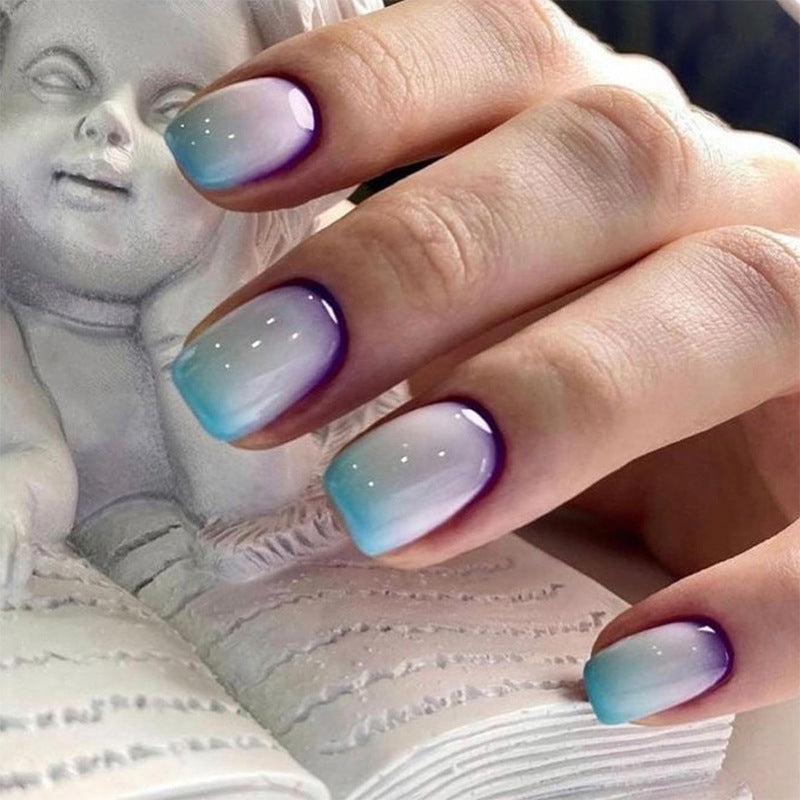 Fashion blue and purple gradient nail stickers - trendy nail art inspired by the "In Style" trend