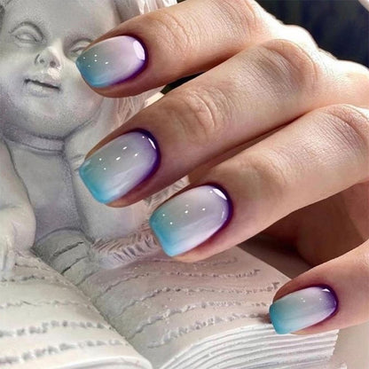 Fashion blue and purple gradient nail stickers - trendy nail art inspired by the "In Style" trend