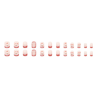 Tulip flower high-end style dazzling pearl three-dimensional butterfly diamond nail art