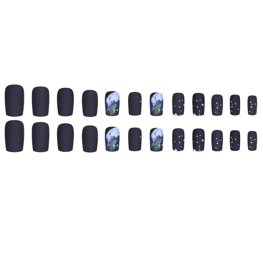 Dark blue and black graffiti nail art