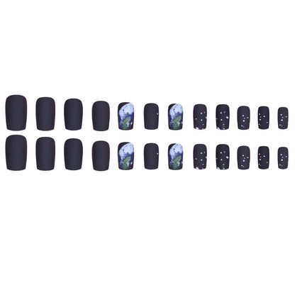 Dark blue and black graffiti nail art