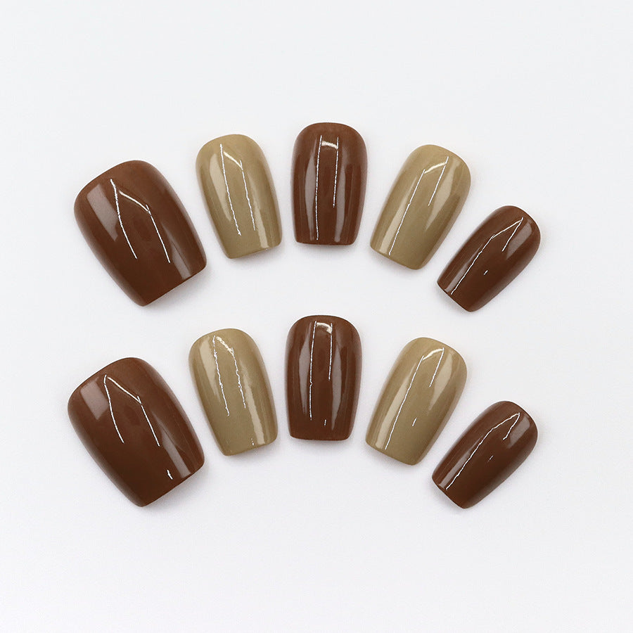 High-end texture and atmosphere mocha brown manicure
