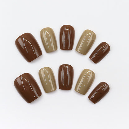 High-end texture and atmosphere mocha brown manicure