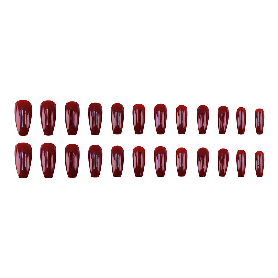 Pure red long-style sexy and alluring nail art