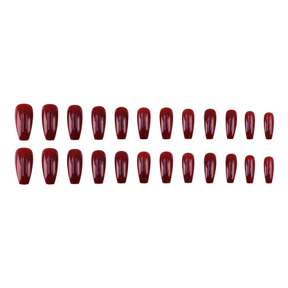 Pure red long-style sexy and alluring nail art