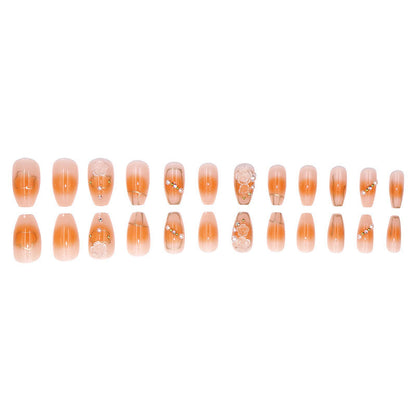 Three-dimensional rose pearl long-style manicure