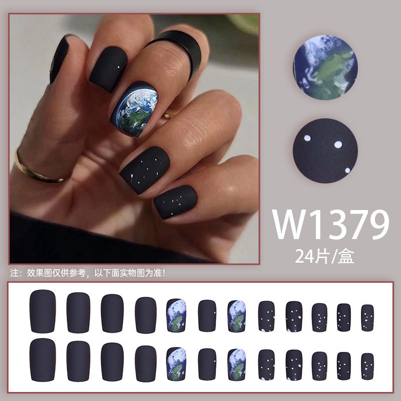 Dark blue and black graffiti nail art