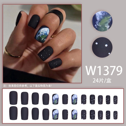 Dark blue and black graffiti nail art