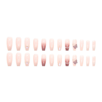 Butterfly Heart-shaped Pearl Nail Art