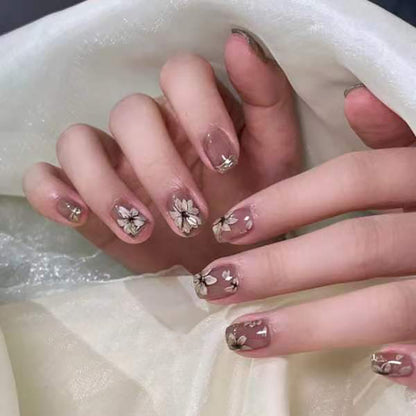Flowers, tender leaves, beautiful nails