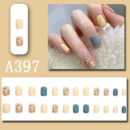 Printed pair-of-doves color manicure