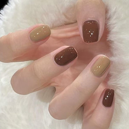 High-end texture and atmosphere mocha brown manicure
