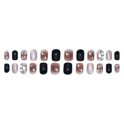 Sweet and cool dark black style girl manicure