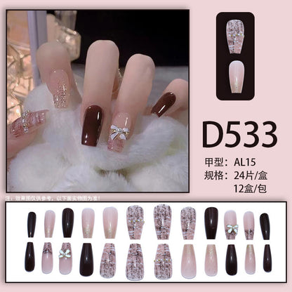 Small fragrance atmosphere-themed diamond-studded butterfly knot pure erotic nail art