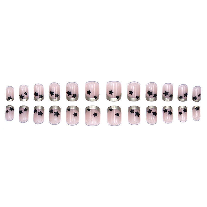 Fresh and gentle French-style star-shaped nail art