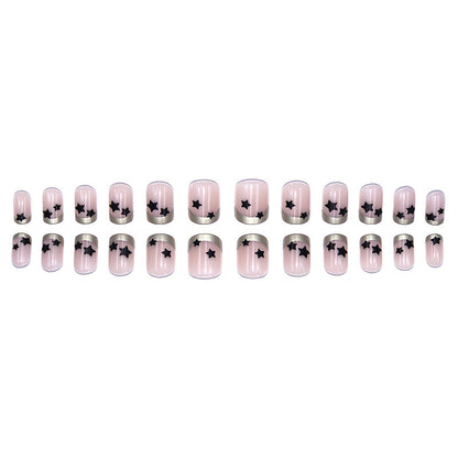 Fresh and gentle French-style star-shaped nail art