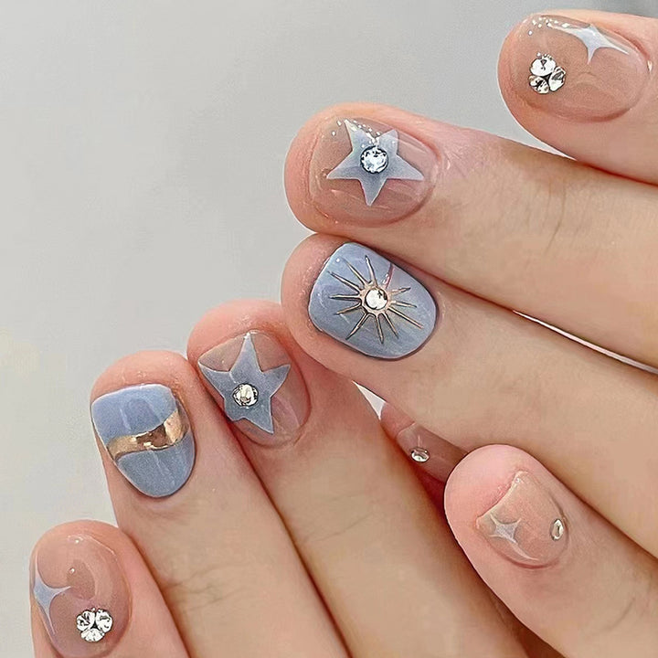 Nude Star Powder Diamond Design Sparkling Flash-In Style Nail Art
