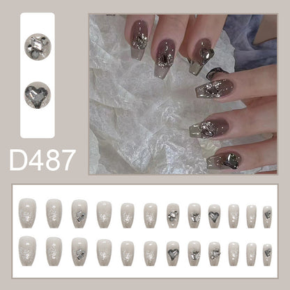 Dark diamond design heart-shaped flashing nail polish