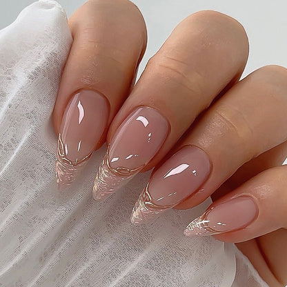 Shimmering powder metallic gold edge French manicure