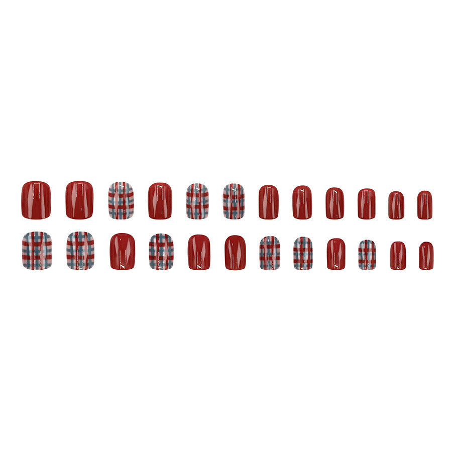 Vintage red and blue checkered nail polish