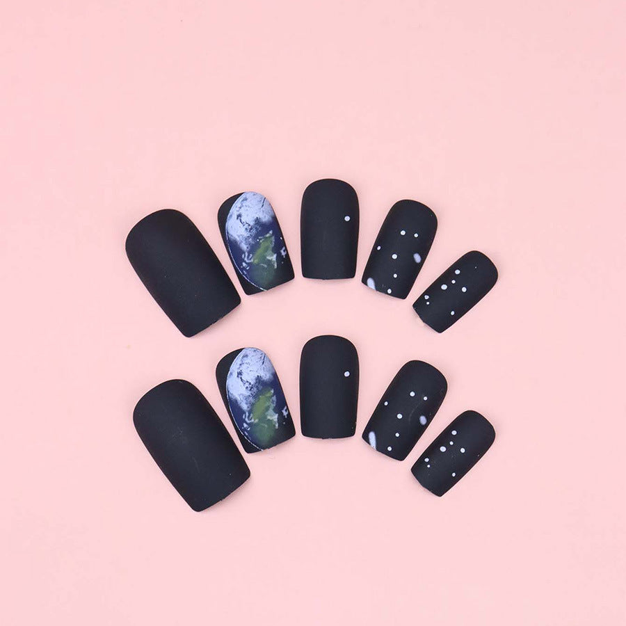 Dark blue and black graffiti nail art